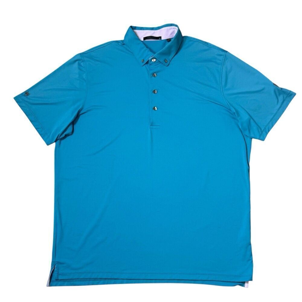Greyson Performance Polo Shirt Mens XL Blue Teal River Bend Golf Club VA Stretch